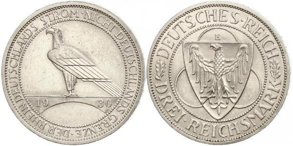 3 Mark Repubblica di Weimar (1918-1933) Argento 