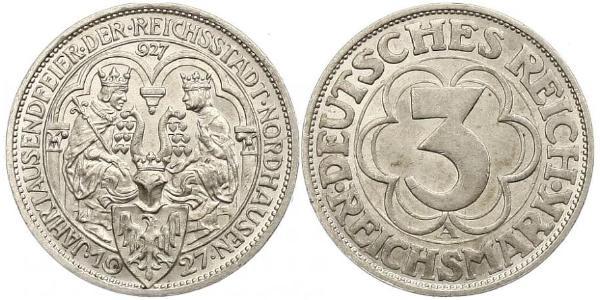 3 Mark Repubblica di Weimar (1918-1933) Argento 