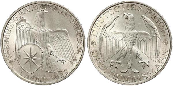 3 Mark Repubblica di Weimar (1918-1933) Argento 