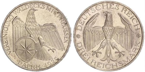 3 Mark Repubblica di Weimar (1918-1933) Argento 