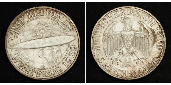 3 Mark Repubblica di Weimar (1918-1933) Argento 