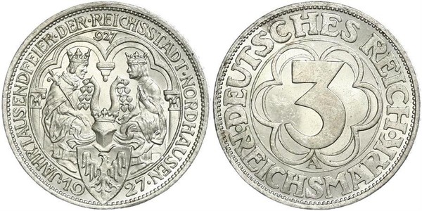3 Mark Repubblica di Weimar (1918-1933) Argento 