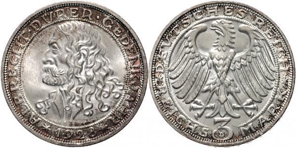 3 Mark Repubblica di Weimar (1918-1933) Argento 