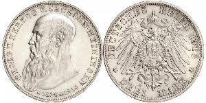 3 Mark Sassonia-Meiningen (1680 - 1918) Argento Giorgio II di Sassonia-Meiningen