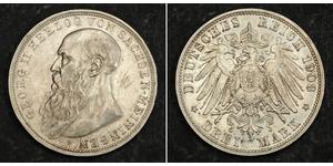 3 Mark Sassonia-Meiningen (1680 - 1918) Argento Giorgio II di Sassonia-Meiningen