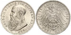 3 Mark Sassonia-Meiningen (1680 - 1918) Argento Giorgio II di Sassonia-Meiningen