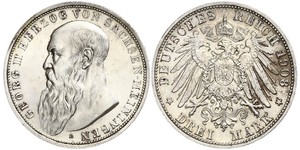 3 Mark Sassonia-Meiningen (1680 - 1918) Argento Giorgio II di Sassonia-Meiningen