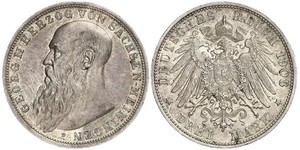 3 Mark Sassonia-Meiningen (1680 - 1918) Argento Giorgio II di Sassonia-Meiningen