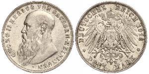 3 Mark Sassonia-Meiningen (1680 - 1918) Argento Giorgio II di Sassonia-Meiningen