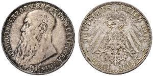 3 Mark Sassonia-Meiningen (1680 - 1918) Argento Giorgio II di Sassonia-Meiningen