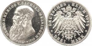 3 Mark Sassonia-Meiningen (1680 - 1918) Argento Giorgio II di Sassonia-Meiningen