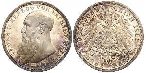 3 Mark Sassonia-Meiningen (1680 - 1918) Argento Giorgio II di Sassonia-Meiningen