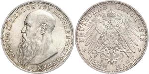 3 Mark Sassonia-Meiningen (1680 - 1918) Argento Giorgio II di Sassonia-Meiningen