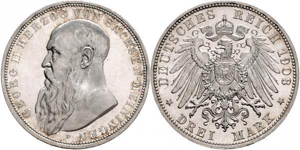 3 Mark Sassonia-Meiningen (1680 - 1918) Argento Giorgio II di Sassonia-Meiningen