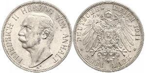 3 Mark Anhalt-Dessau (1603 -1863) Plata Federico II de Anhalt(1856 – 1918)