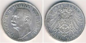 3 Mark Anhalt-Dessau (1603 -1863) Plata Federico II de Anhalt(1856 – 1918)