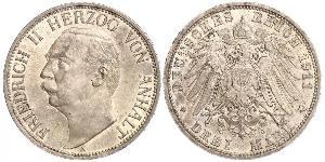 3 Mark Anhalt-Dessau (1603 -1863) Plata Federico II de Anhalt(1856 – 1918)