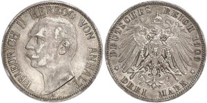 3 Mark Anhalt-Dessau (1603 -1863) Plata Federico II de Anhalt(1856 – 1918)