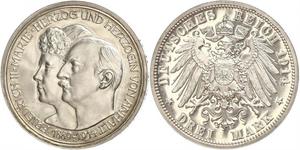 3 Mark Anhalt-Dessau (1603 -1863) Plata Federico II de Anhalt(1856 – 1918)