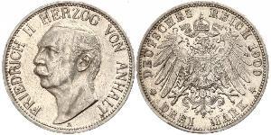 3 Mark Anhalt-Dessau (1603 -1863) Plata Federico II de Anhalt(1856 – 1918)