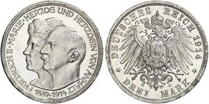 3 Mark Anhalt-Dessau (1603 -1863) Plata Federico II de Anhalt(1856 – 1918)