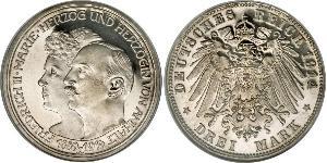 3 Mark Anhalt-Dessau (1603 -1863) Plata Federico II de Anhalt(1856 – 1918)