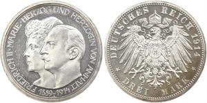 3 Mark Anhalt-Dessau (1603 -1863) Plata Federico II de Anhalt(1856 – 1918)