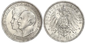 3 Mark Anhalt-Dessau (1603 -1863) Plata Federico II de Anhalt(1856 – 1918)