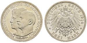 3 Mark Anhalt-Dessau (1603 -1863) Plata Federico II de Anhalt(1856 – 1918)