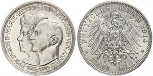 3 Mark Anhalt-Dessau (1603 -1863) Plata Federico II de Anhalt(1856 – 1918)