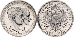 3 Mark Ducado de Brunswick (1815 - 1918) Plata Ernesto Augusto III de Hannover (1887 - 1953)