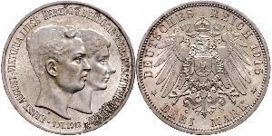 3 Mark Ducado de Brunswick (1815 - 1918) Plata Ernesto Augusto III de Hannover (1887 - 1953)