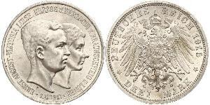 3 Mark Ducado de Brunswick (1815 - 1918) Plata Ernesto Augusto III de Hannover (1887 - 1953)