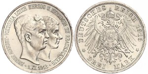 3 Mark Ducado de Brunswick (1815 - 1918) Plata Ernesto Augusto III de Hannover (1887 - 1953)