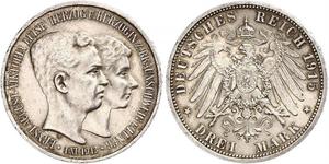 3 Mark Ducado de Brunswick (1815 - 1918) Plata Ernesto Augusto III de Hannover (1887 - 1953)