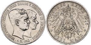 3 Mark Ducado de Brunswick (1815 - 1918) Plata Ernesto Augusto III de Hannover (1887 - 1953)