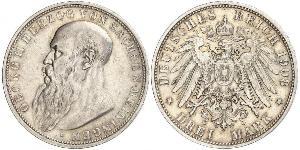 3 Mark Ducado de Sajonia-Meiningen (1680 - 1918) Plata Jorge II de Sajonia-Meiningen