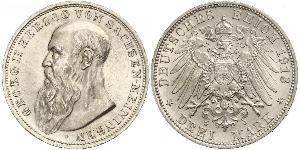 3 Mark Ducado de Sajonia-Meiningen (1680 - 1918) Plata Jorge II de Sajonia-Meiningen