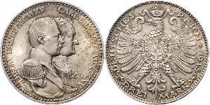 3 Mark Ducado de Sajonia-Weimar-Eisenach (1809 - 1918) Plata Guillermo Ernesto de Sajonia-Weimar-Eisenach