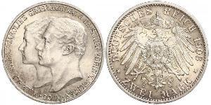 3 Mark Ducado de Sajonia-Weimar-Eisenach (1809 - 1918) Plata Guillermo Ernesto de Sajonia-Weimar-Eisenach