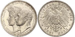 3 Mark Ducado de Sajonia-Weimar-Eisenach (1809 - 1918) Plata Guillermo Ernesto de Sajonia-Weimar-Eisenach