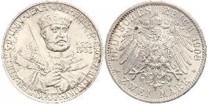 3 Mark Ducado de Sajonia-Weimar-Eisenach (1809 - 1918) Plata 