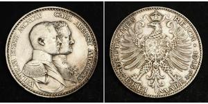 3 Mark Ducado de Sajonia-Weimar-Eisenach (1809 - 1918) Plata Guillermo Ernesto de Sajonia-Weimar-Eisenach