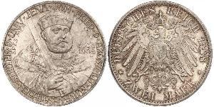 3 Mark Ducado de Sajonia-Weimar-Eisenach (1809 - 1918) Plata 