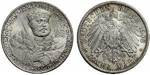 3 Mark Ducado de Sajonia-Weimar-Eisenach (1809 - 1918) Plata 