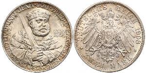 3 Mark Ducado de Sajonia-Weimar-Eisenach (1809 - 1918) Plata 