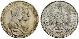 3 Mark Ducado de Sajonia-Weimar-Eisenach (1809 - 1918) Plata Guillermo Ernesto de Sajonia-Weimar-Eisenach