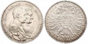 3 Mark Ducado de Sajonia-Weimar-Eisenach (1809 - 1918) Plata Guillermo Ernesto de Sajonia-Weimar-Eisenach