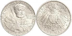 3 Mark Ducado de Sajonia-Weimar-Eisenach (1809 - 1918) Plata 