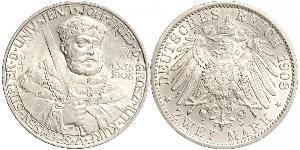 3 Mark Ducado de Sajonia-Weimar-Eisenach (1809 - 1918) Plata 